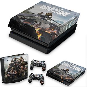 KIT PS4 Slim Skin e Capa Anti Poeira - Call of Duty Warzone