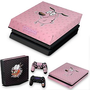 KIT PS4 Slim Skin e Capa Anti Poeira - Coragem: O cão covarde