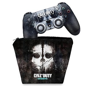 KIT Capa Case e Skin PS4 Controle  - Call Of Duty Ghosts