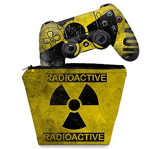 KIT Capa Case e Skin PS4 Controle  - Radioativo