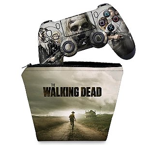 KIT Capa Case e Skin PS4 Controle  - The Walking Dead
