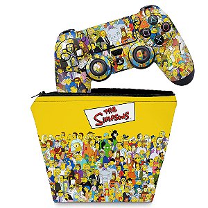 KIT Capa Case e Skin PS4 Controle  - The Simpsons