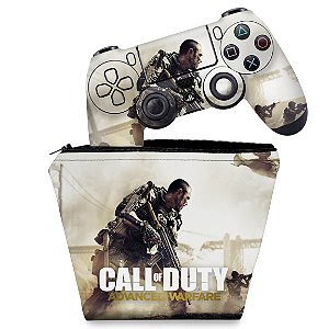 KIT Capa Case e Skin PS4 Controle  - Call Of Duty Advanced Warfare