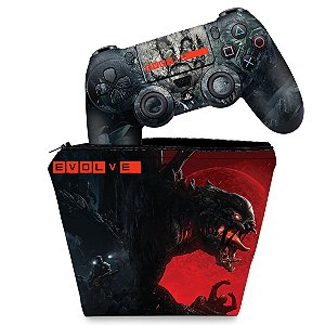 KIT Capa Case e Skin PS4 Controle  - Evolve