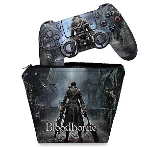 KIT Capa Case e Skin PS4 Controle  - Bloodborne