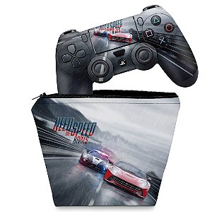 KIT Capa Case e Skin PS4 Controle  - Need For Speed Rivals