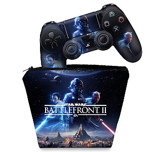 KIT Capa Case e Skin PS4 Controle  - Star Wars - Battlefront 2