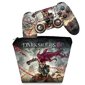 KIT Capa Case e Skin PS4 Controle  - Darksiders 3