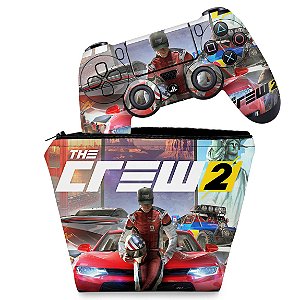 KIT Capa Case e Skin PS4 Controle  - The Crew 2