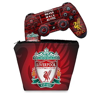 KIT Capa Case e Skin PS4 Controle  - Liverpool