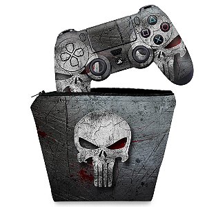 KIT Capa Case e Skin PS4 Controle  - The Punisher Justiceiro #B