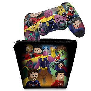 KIT Capa Case e Skin PS4 Controle  - Lego Avengers Vingadores