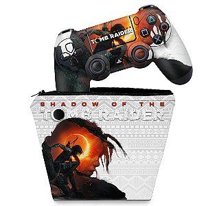 KIT Capa Case e Skin PS4 Controle  - Shadow Of The Tomb Raider