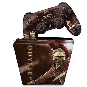 KIT Capa Case e Skin PS4 Controle  - Assassins Creed Odyssey