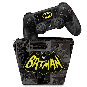 KIT Capa Case e Skin PS4 Controle  - Batman Comics