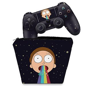 KIT Capa Case e Skin PS4 Controle  - Morty Rick And Morty