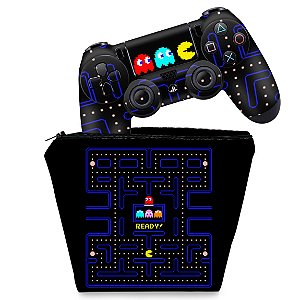 KIT Capa Case e Skin PS4 Controle  - Pac Man
