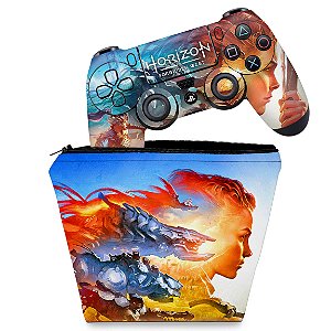 KIT Capa Case e Skin PS4 Controle - Horizon Forbidden West