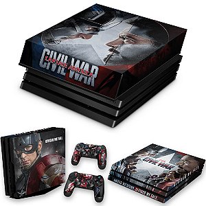 KIT PS4 Pro Skin e Capa Anti Poeira - Capitão America - Guerra Civil