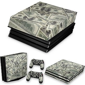 KIT PS4 Pro Skin e Capa Anti Poeira - Dollar Money Dinheiro