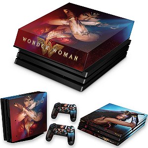 KIT PS4 Pro Skin e Capa Anti Poeira - Mulher Maravilha