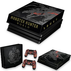 KIT PS4 Pro Skin e Capa Anti Poeira - Monster Hunter Edition