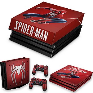 KIT PS4 Pro Skin e Capa Anti Poeira - Homem Aranha Spider-Man