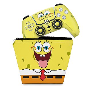 KIT Capa Case e Skin PS5 Controle - Bob Esponja