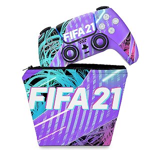 KIT Capa Case e Skin PS5 Controle - FIFA 21