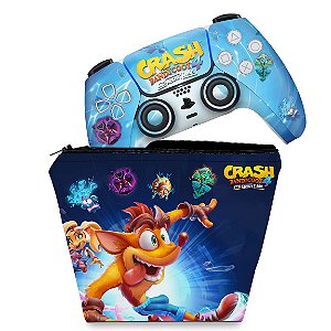 KIT Capa Case e Skin PS5 Controle - Crash Bandicoot 4