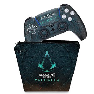 KIT Capa Case e Skin PS5 Controle - Assassin's Creed Valhalla