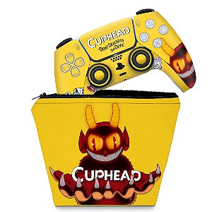 KIT Capa Case e Skin PS5 Controle - Cuphead