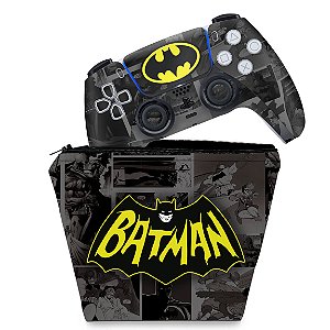 KIT Capa Case e Skin PS5 Controle - Batman Comics