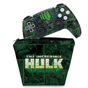KIT Capa Case e Skin PS5 Controle - Hulk Comics