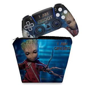 KIT Capa Case e Skin PS5 Controle - Baby Groot