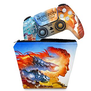 KIT Capa Case e Skin PS5 Controle - Horizon Forbidden West