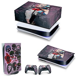 KIT PS5 Capa Anti Poeira e Skin -Arlequina Harley Quinn