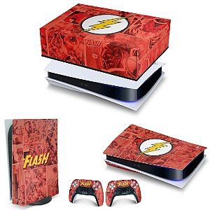 KIT PS5 Capa Anti Poeira e Skin -The Flash Comics