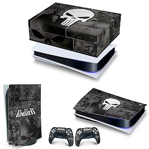 KIT PS5 Capa Anti Poeira e Skin -The Punisher Justiceiro Comics