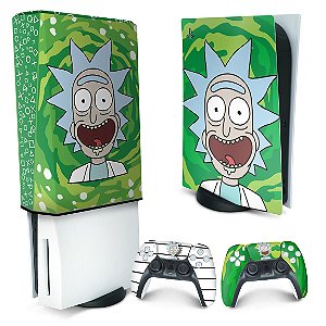 KIT PS5 Skin e Capa Anti Poeira - Rick And Morty