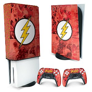 KIT PS5 Skin e Capa Anti Poeira - The Flash Comics