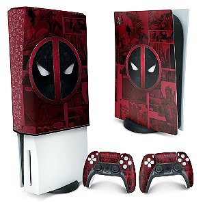 KIT PS5 Skin e Capa Anti Poeira - Deadpool Comics