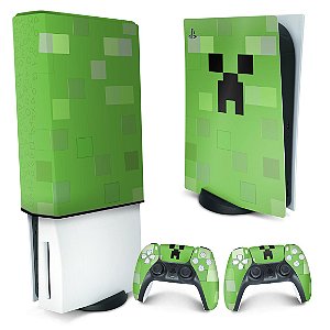 KIT PS5 Skin e Capa Anti Poeira - Creeper Minecraft