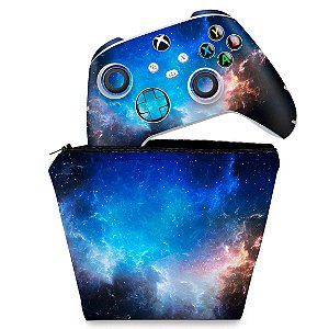 KIT Capa Case e Skin Xbox Series S X Controle - Universo Cosmos