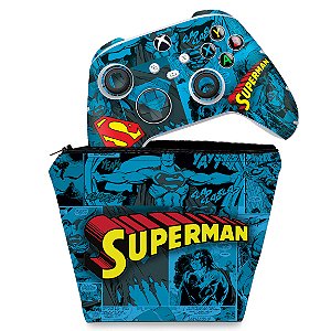 KIT Capa Case e Skin Xbox Series S X Controle - Superman Comics