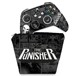 KIT Capa Case e Skin Xbox Series S X Controle - The Punisher Justiceiro Comics