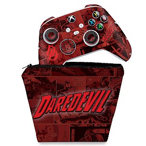 KIT Capa Case e Skin Xbox Series S X Controle - Daredevil Demolidor Comics