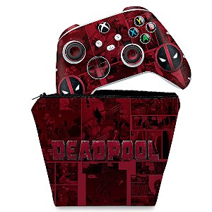 KIT Capa Case e Skin Xbox Series S X Controle - Deadpool Comics