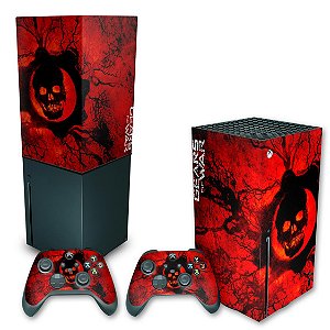 KIT Xbox Series X Skin e Capa Anti Poeira - Gears of War - Skull