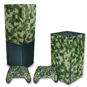 KIT Xbox Series X Skin e Capa Anti Poeira - Camuflado Verde